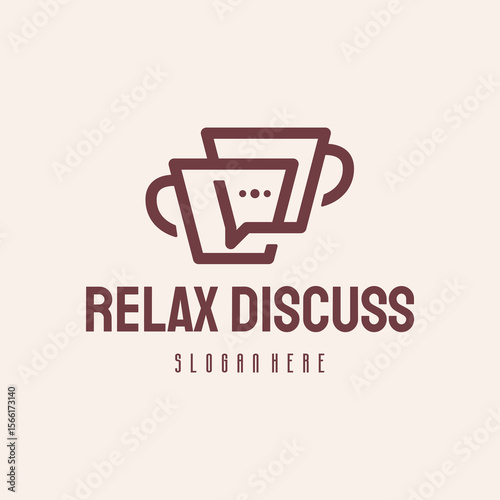 Relax Discuss logo hipster retro vintage vector template, Coffee Chat logo