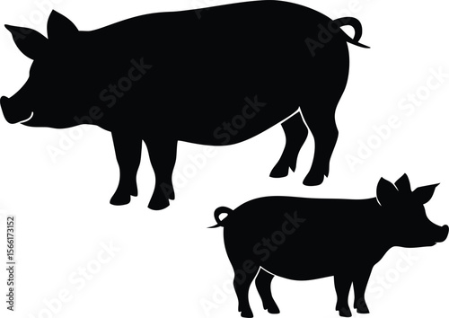  pig silhouette vector