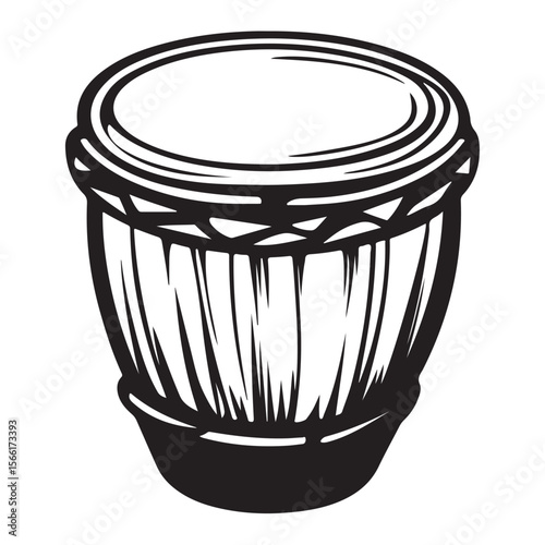 Traditional Bongo Drums silhouette, a vibrant percussion instrument – Bongo Drums illustration – Bongo Drums vector – Musical instrument silhouette 