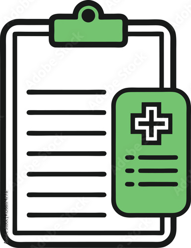 Line drawing of a medical report or medical record, medical chart line art vector illustration