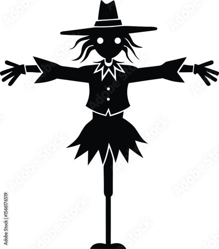 Spooky scarecrow halloween silhouette illustration
