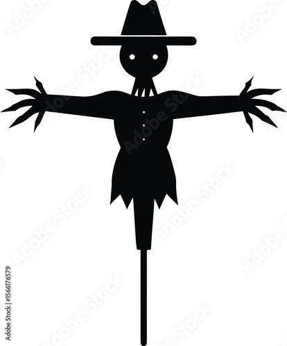 Simple scarecrow icon black silhouette farm autumn halloween