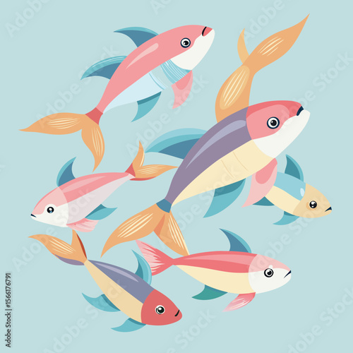set of cartoon fishes