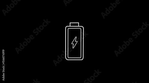 neon electric battery icon power baton icon black background. battery icon video