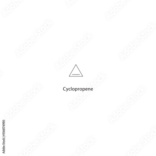 Cyclopropene skeletal structure. Alkene compound schematic illustration. Simple diagram, chemical formula.