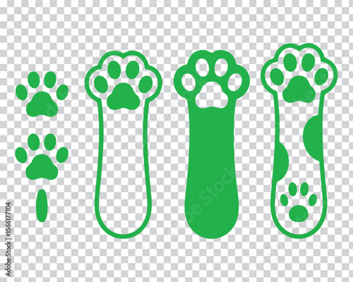 Green paw prints and legs animal paws graphic