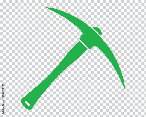 Green pickaxe tool digging mining