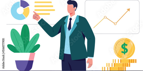 Business analysis presentation with charts and graphs for financial growth