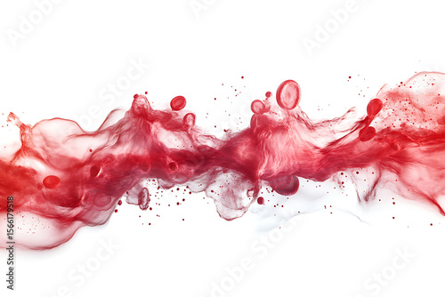 Abstract red blood cells flowing through a swirling fluid