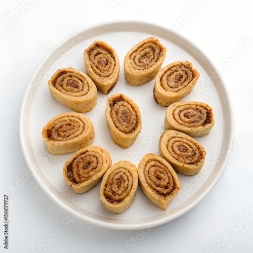 Traditional Bhakarwadi Crispy Indian Snack: Perfect Tea Time in a white plate top down view