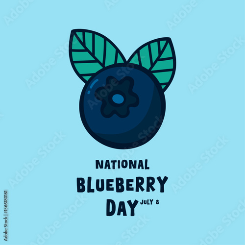 Flat design vector of National Blueberry Day. July 8.
