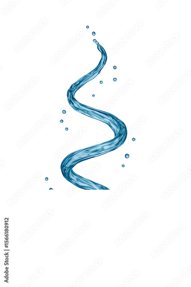 Fototapeta premium Realistic 3D Abstract Blue Swirl Energy Form with Sparkles Transparent Background