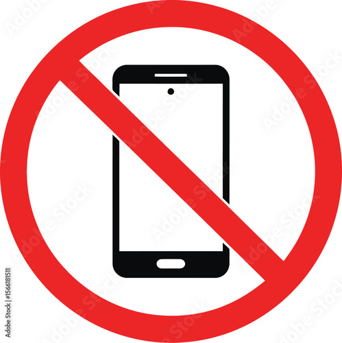 No cellphones allowed sign vector illustration cellphone ban zone icon symbol