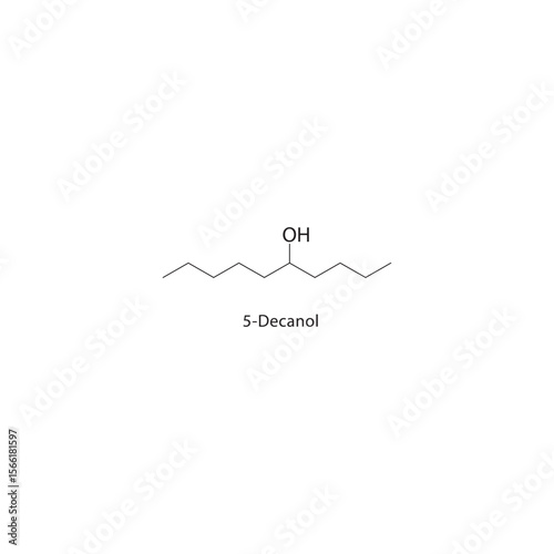 5-Decanol skeletal structure. Alcohol compound schematic illustration. Simple diagram, chemical formula.
