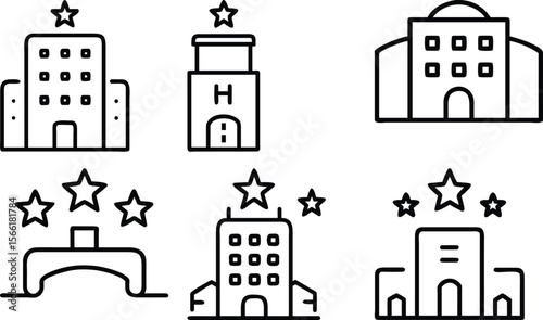set of hotel line art vector