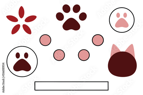 Cute cat themed activity sheet for preschoolers with paw prints