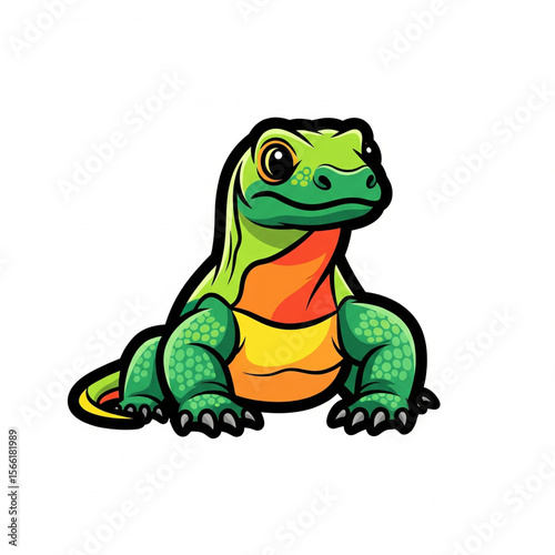 Cute Komodo Dragon Vector Icon - Colorful & Playful