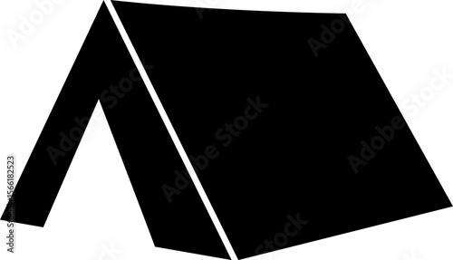 Tent camp silhouette black icon.