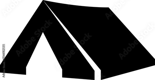 Tent camp silhouette black icon.