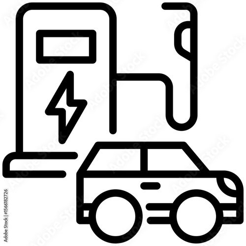 Electric car icon for ecology and environment, business, website, application, printing, document, poster design, etc