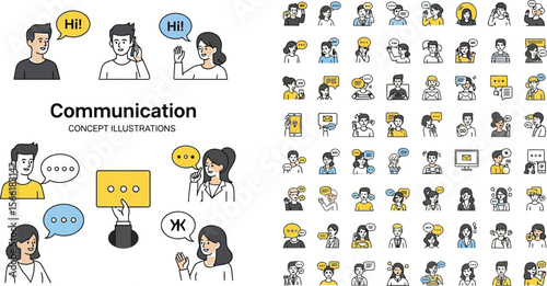 Communication methods vector illustration set for business and social media use