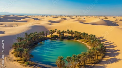 sunset over the Desert oasis 