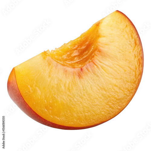 Slice of Golden Peach fruit on transparent background