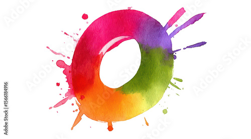 Colorful donut with vibrant splashes