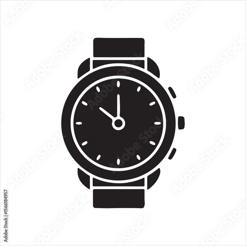 Minimalist Black Wristwatch Icon Design