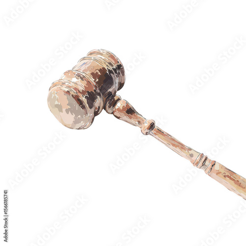 Wooden gavel, light brown,  with mottled finish