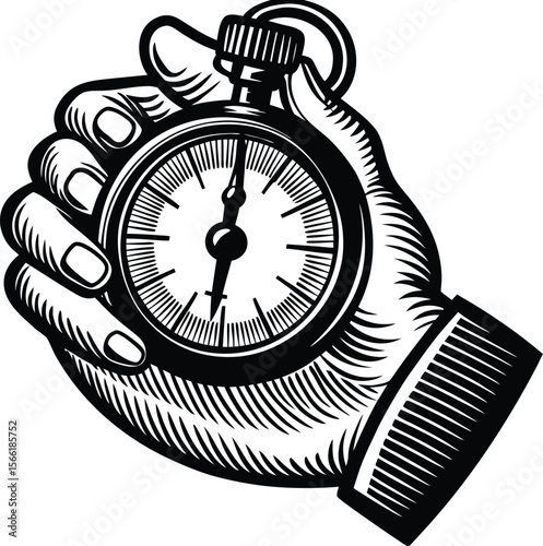 Vintage Stopwatch in Hand Time Management & Efficiency