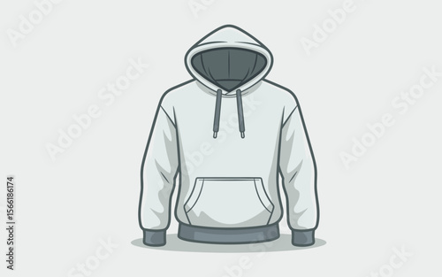 Simple Light Grey Hoodie Vector Illustration Apparel Design Template