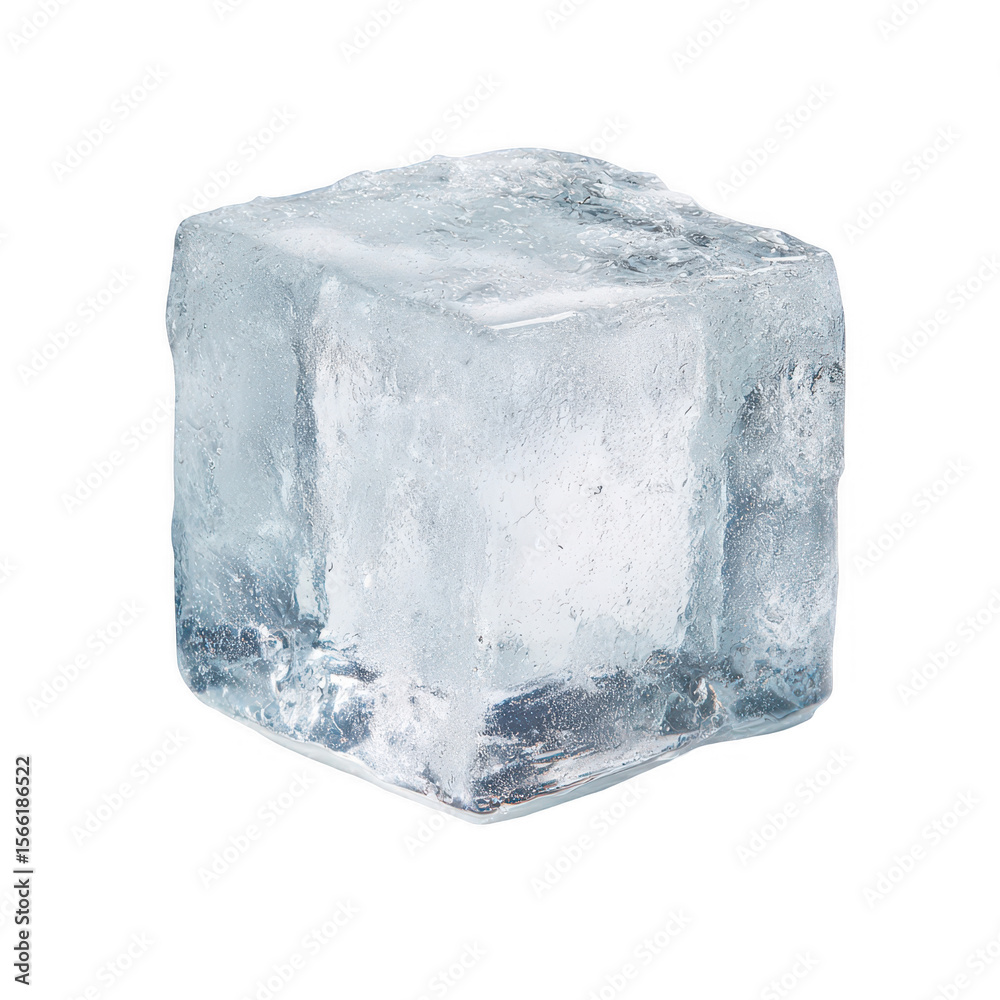 Obraz premium A single, clear, square ice cube