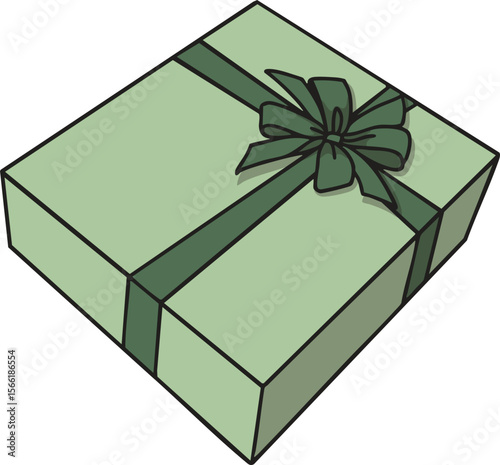 green gift box with ribbon