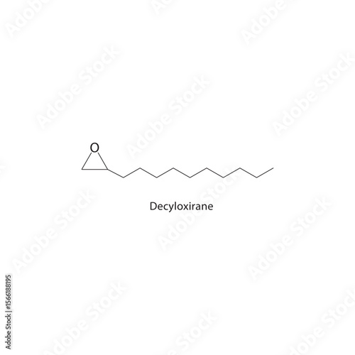 Decyloxirane skeletal structure. Epoxide compound schematic illustration. Simple diagram, chemical formula.