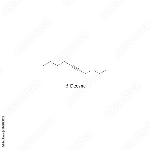 5-Decyne skeletal structure. Alkyne compound schematic illustration. Simple diagram, chemical formula.