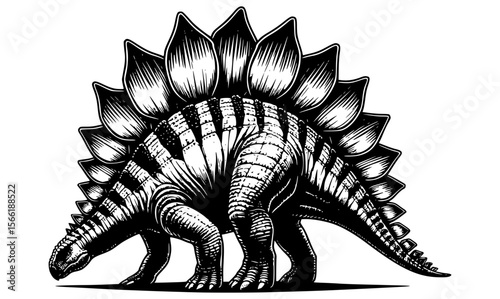 Side view of a Stegosaurus with plates along its back
