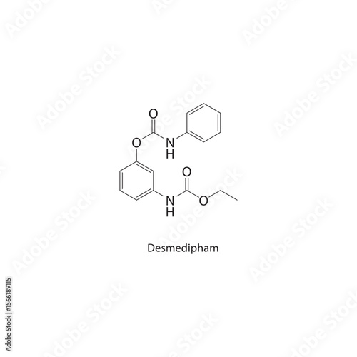 Desmedipham skeletal structure. Herbicide compound schematic illustration. Simple diagram, chemical formula.