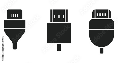 Vector set of simple USB plug icons
