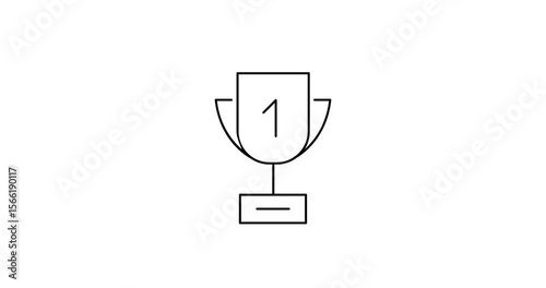 Winner cup animated outline icon with alpha channel. Winner cup rotation appearance 4k motion design animation for web, mobile and ui design