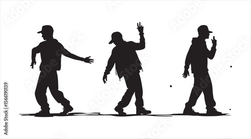 A guy doing street dance in hip hop style, shown in silhouette.