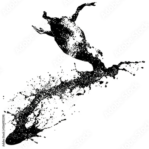 Abstract map, speckles of color on dark background