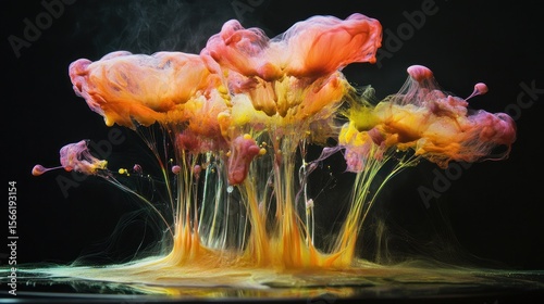 Abstract ink blossoms explode in vibrant colors