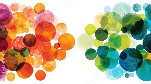 Two clusters of colorful, overlapping circles