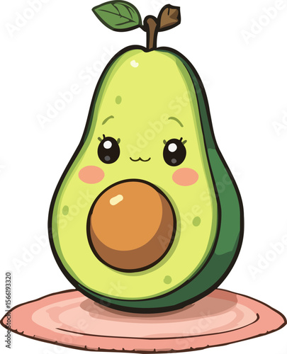 Kawaii Avocado Toast Illustration Vector on White or Transparent Background
