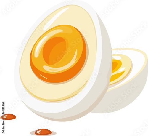 Yummy Boiled Egg Halves Vector on White or Transparent Background