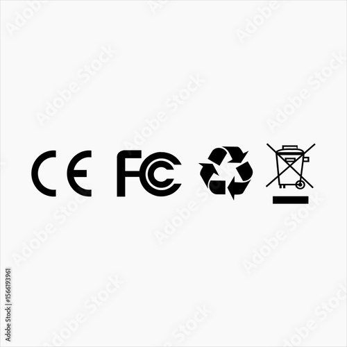 CE FCC RECYCLE ARROW WEEE VECTOR ICON