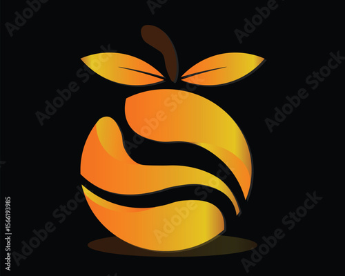 Ilustration vector graphic of logo gold orange fruit 