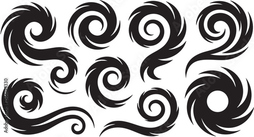 Swirling black abstract shapes with sharp edges vector