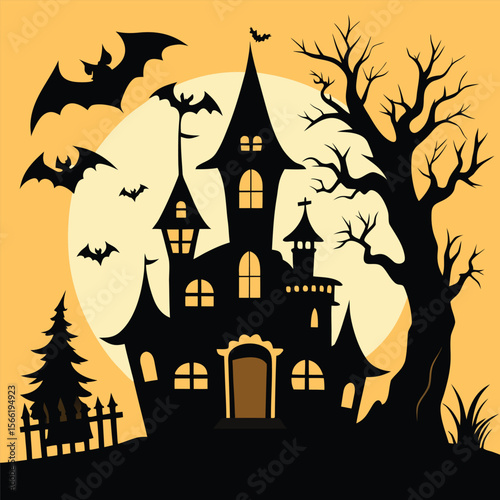 Halloween haunted house flat design vector pack